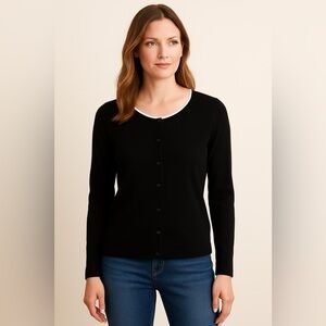 Dress Barn black and white button down long sleeve cardigan. Size M